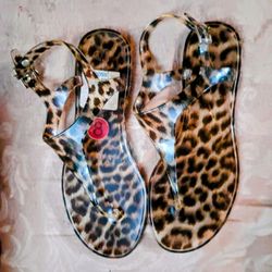 Leopard Print Thong Sandals