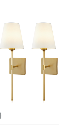 Wall Sconces Set Of 2, Gold, Fabric Shade
