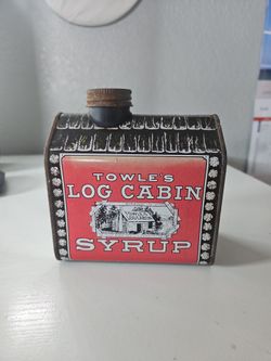 Vintage 1979 Log Cabin Syrup Tin Coin Bank - 1970s Advertising