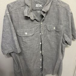 Six Clothing Co Gray Men’s Short Sleeve Button Up Shirt 2XL Tall