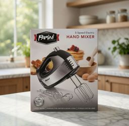 Parini 5-Speed Electric Hand Mixer Turbo - Stainless Steel Beaters & Dough Hooks
