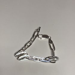 925 Sterling Silver Link Chain Bracelet women 7” Italy 