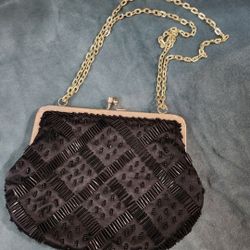 Black Beaded Evening Bag, Vintage Handmade Beaded After Five Clutch Chain Shoulder Strap, Special Occasion Purse, Made In Hong Kong,

Shipping to Unit