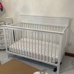 Store craft White Horizon 5 In 1 Convertible Crib With Mattress 