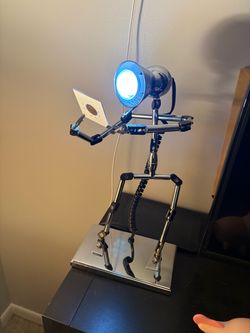Vintage 2000s Chrome Articulated Robot Figure Desk Lamp Poseable 17" Tall