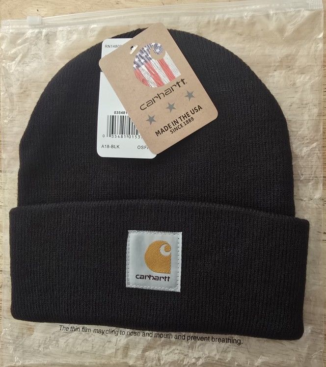 Carhartt Men's black knit cuffed beanie 