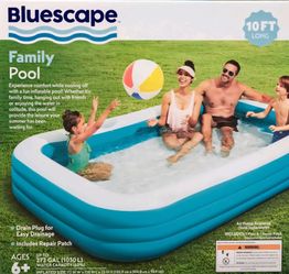 Bluescape 10 ft Rectangular Family Inflatable Swimming Pool for Ages 6 and Up