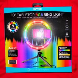 NEW 10" Tabletop RPB Ring Light With Ballhead Tripod & Phone Holder