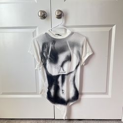 White and black bodysuit with a unique design #bodysuit