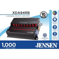 Jensen XDA94RB Class D 4 Channel Bridgeable Amplifier with 80 Watts x 4 RMS and 1000 Watts