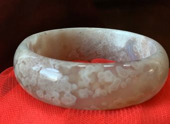 Agates bangle bracelet cherry blossom jade