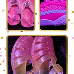3 Pairs Of Toddler Girl Summer Shoes 4- 5/6c