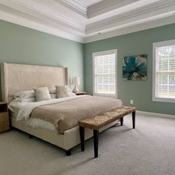 Bed, Nightstands X2 and Ottomon ( Sold Separately)