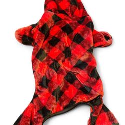 Red and Black Checkered Christmas reindeer dog costume