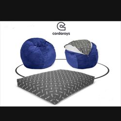 Cordaroys Bean Bag FULL Convertible bean bag/chair in chenille In Blue