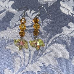 2 Pairs Of Crystal Hand Made Bead Earrings 