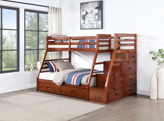 💥 TWIN OVER FULL BUNK BED WITH STAIRS & STORAGE – TAKE IT HOME FOR JUST $50 DOWN! 💥