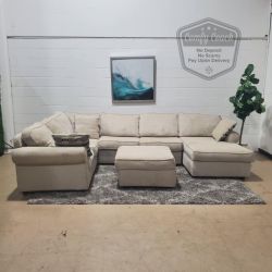 🛋️ Beige Ushaped Sectional Sofa(Delivery Available!! )