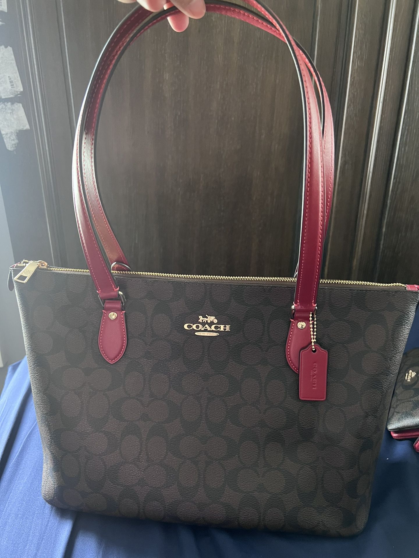 Coach 1941 RED and BROWN signature Tote