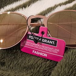 Womens Foster Grant Round Rose Gold Fashion Sunglasses 