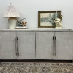 Modern Mood Buffet Console Entry Buffet Arched Waterfall Hooker Furniture Creamy Grayish Color