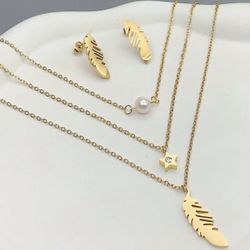 3pcs women’s 18 k gold plated  stainless steel 