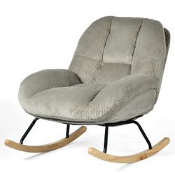 Homy Casa Corduroy Rocking Accent Chair, Upholstered, Grey