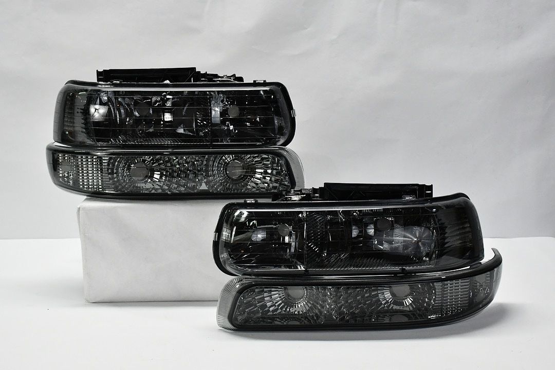 99-02 Chevy Silverado Black Smoked 4pc Headlights