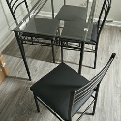 4 Chair Glass Table Dinette Set New