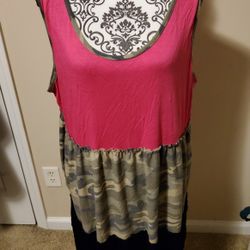 Perfectly Priscilla Sleeveless Camflouge Multi-Color Dress Size 3XL 
