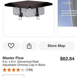 Master Flow 8x8 Adjustable Chimney Cap — New, Black