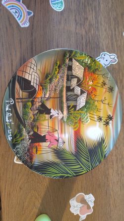 Handmade Vietnamese lacquered wall plate.