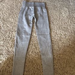Gray High-Waist Seamless Ribbed Leggings