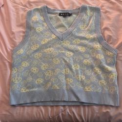 Motel Blue & Yellow Mushroom Sweater Vest 