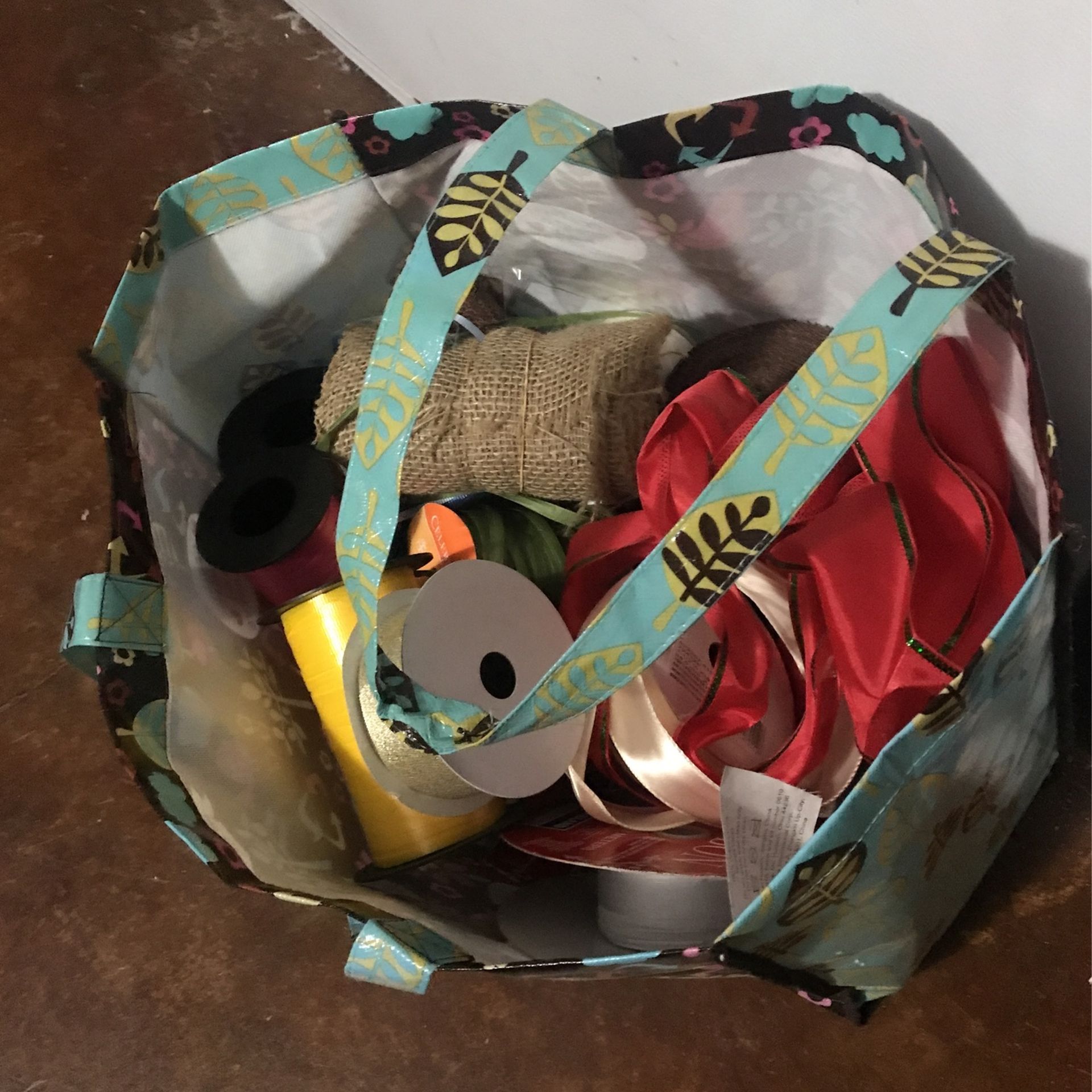 Bag Of Ribbon And Burlap 