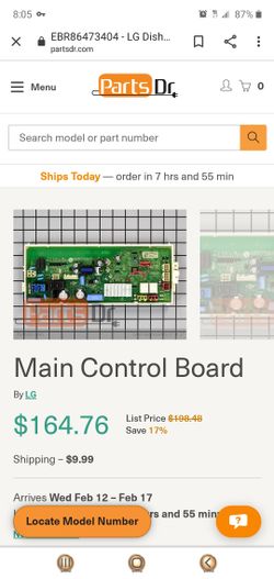  NEW OEM LG Dishwasher main broad EBR(contact info removed)4