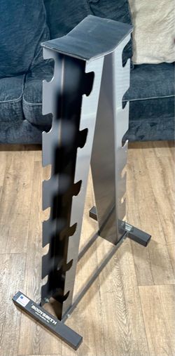 Heavy Duty Vertical Dumbbell Rack By BodyWorks  ( I Guess Weight Like 50 lbs. Measurements: 45”X 25”X 14.5”.