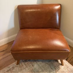 Armless Leather Mid Century Chair 