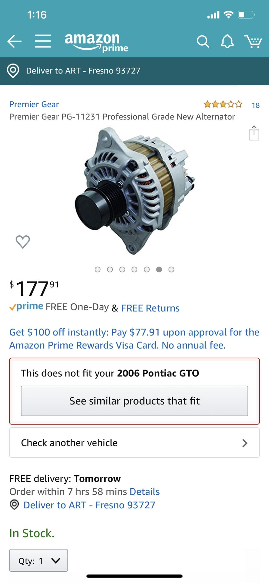 Premier Gear new alternator