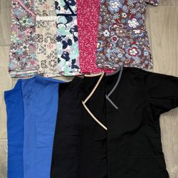 Womens scrub uniforms 10 piece lot of Tops size medium/large (have a lot for pants as well)