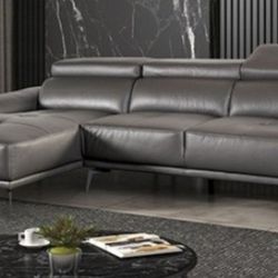 Brand New Grey Leather Modern Style Sectional Sofa 