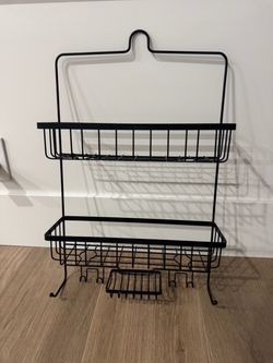 The Threshold Matte Black 2-Tier Hanging Shower Caddy