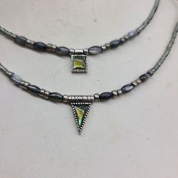 3  MYSTIC GLASS BEADED NECKLACES