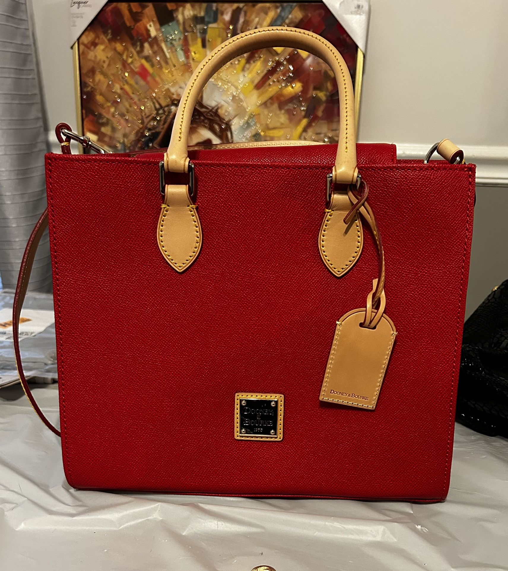 Dooney and Bourke Janine Satchel Saffiano Leather plus Keychain.