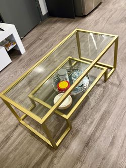 Coffee table glass and gold