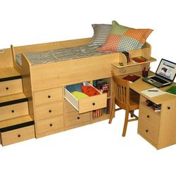 USA ORGANIC Berg Sierra Captain's Bed with Pull Out Desk