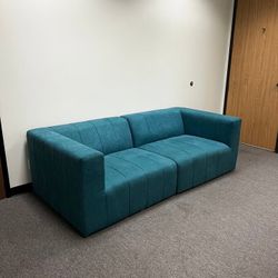 Teal Upholstered Fabric Loveseat