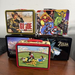Vintage Lunchbox Tins Mickey Mouse, Zelda, Marvel