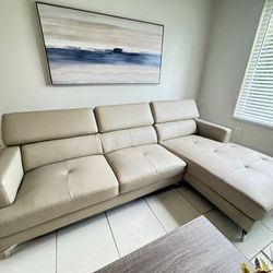 New Leather Sofa With Tables 