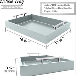 Deluxe Tray for Coffee Table – Modern Coffee Table Decor Tray, Duck Egg Blue Tray, Table Centerpiece Tray to Decorate Your Home - 16x12